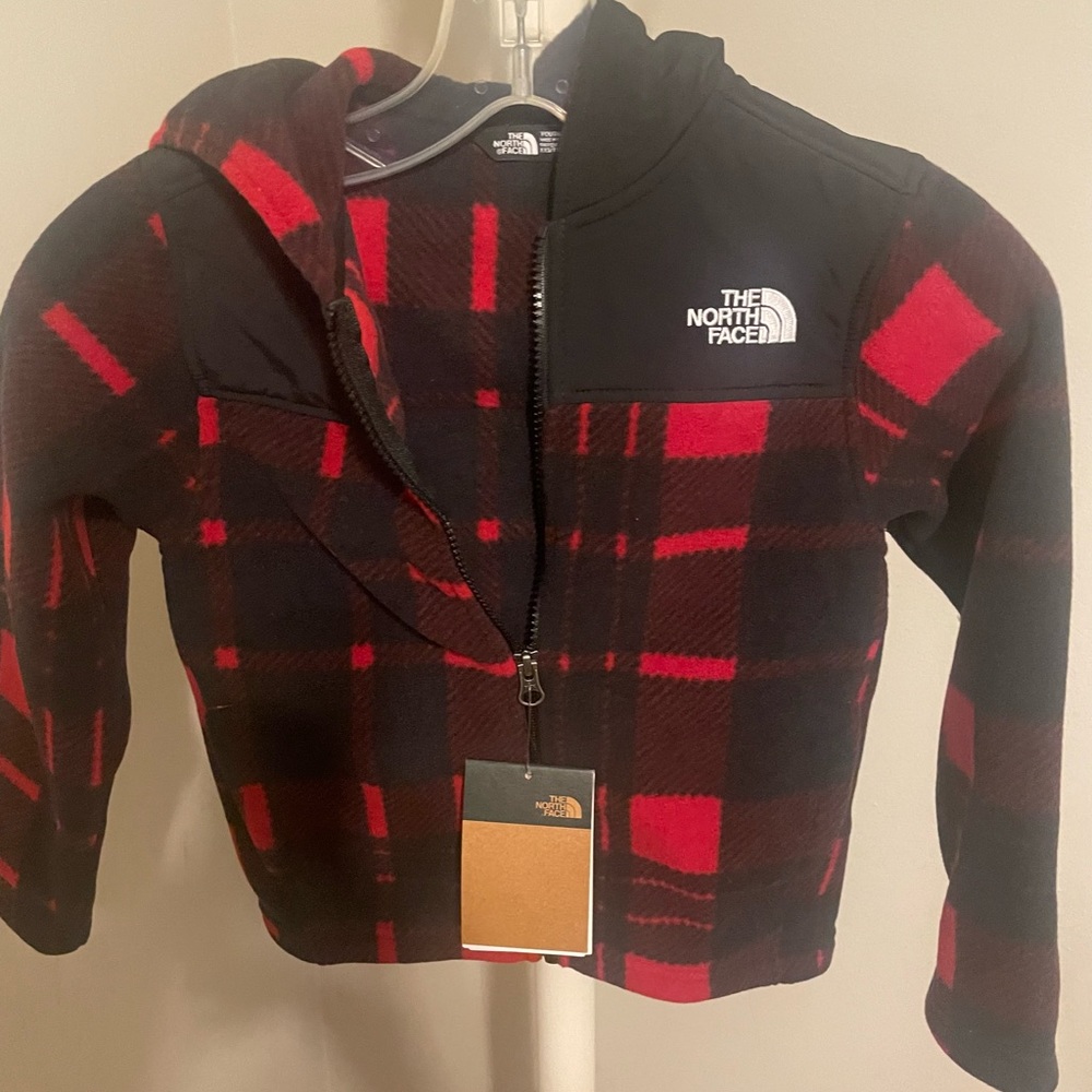 North Face kids Plaid Fleece Hoodie size 5 NWT - Picture 8 of 9